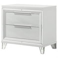 thumbnail image 3 of Mory Nightstand, 2 Drawers, Embossed Herringbone Pattern White, Chrome, 3 of 6