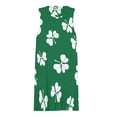 thumbnail image 3 of Clover Leaf Hand Drawn Doodle Spring Summer Dresses for Women Fashion T-shirt Dress Casual Sleeveless Loose Sundress with Pockets, 3 of 5