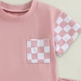 thumbnail image 5 of HCNTES Toddler Baby Boy Summer Outfits Trendy Checkered Patch Pocket T-Shirt and Shorts 2-Piece Set Toddler Boy Summer Clothes, 5 of 6