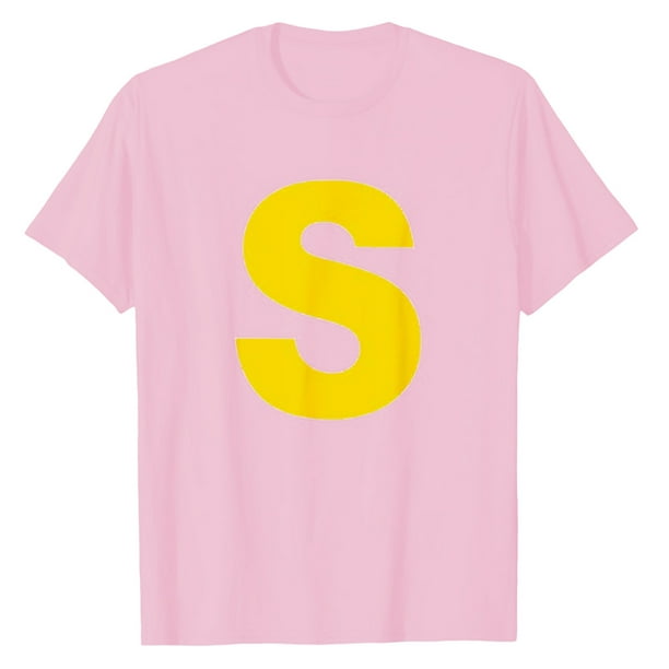 Camiseta de carnaval amarilla con la letra S - Corte ajustado, poliéster suave, transpirable, para primavera/verano/otoño - Tallas S-XXXL
