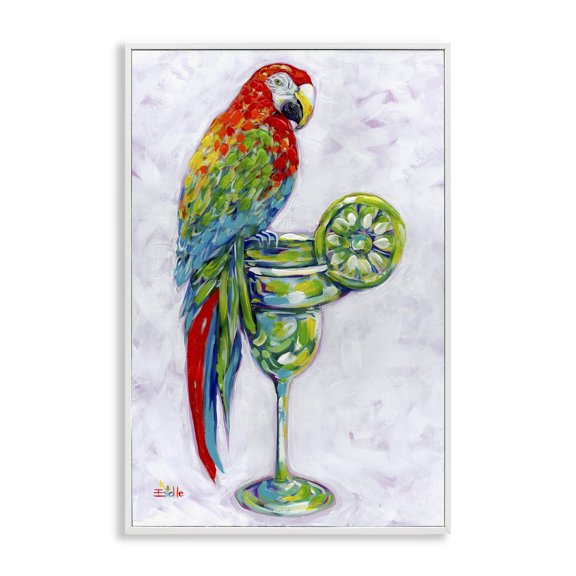 Stupell Industries Margarita Parrot Perched Food & Beverage Painting White Framed Art Print Wall Art, 20 x 30