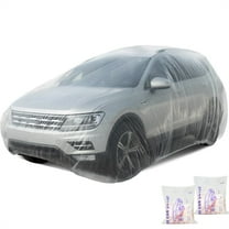 GIXUSIL 2 Pcs Clear Disposable Car Covers,Cost-Effective Plastic Waterproof Car Cover,Dustproof Garage Cover with Elastic Band,All Weather Universal,for Medium Sedan Small SUV 12.5ft x 21.6ft