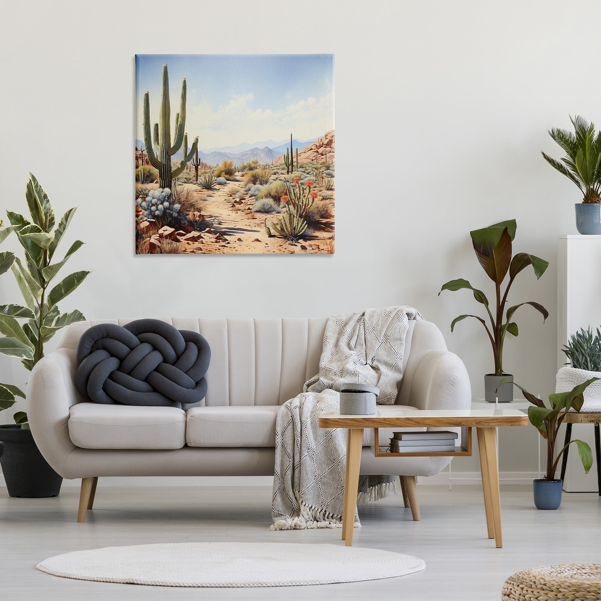 Stupell Industries Desert Cactus Path Landscape Painting Gallery Wrapped Canvas Art Print Wall Art, 36 x 36