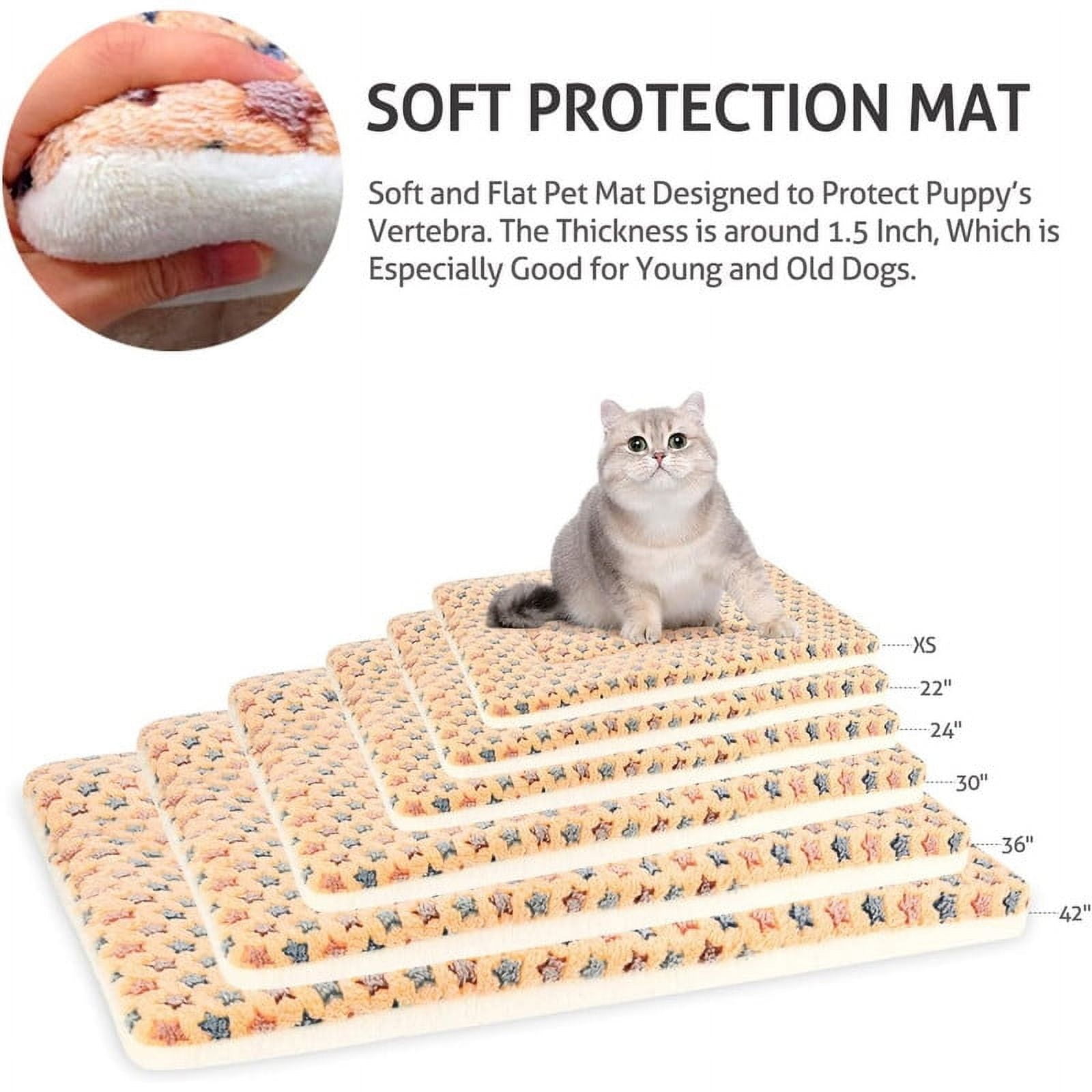 Dog Crate Mats with Cute Star Pattern Washable Pet Bed for Large Dogs Cozy Reversible Dog Crate Bed, Brown, 41*28