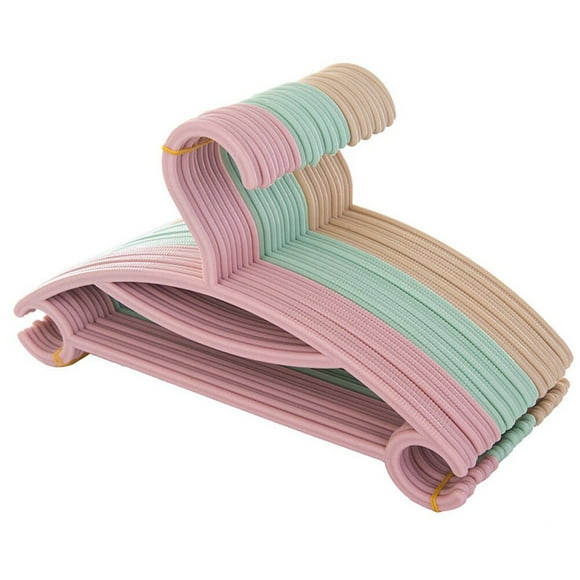 40pcs Children‘s Hangers Plastic Seamless Hangers Household Windproof Hangers Kids Home Clothes Hanging Racks (10pcs Green + 10pcs Blue + 10pcs Beige + 10pcs Pink Hangers)