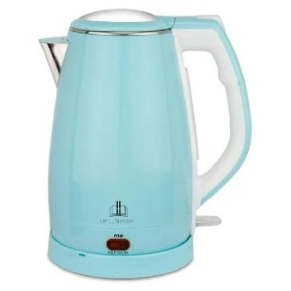 Shabbat Electric Kettle, Double-Walled, Shabbat Lock, Auto-Off, Dry Boil Protection, Light Blue
