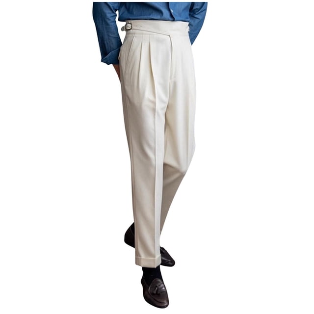 Pantalones largos de moda para hombre, estilo casual, con bolsillos y cremallera, cintura elástica, de poliéster.