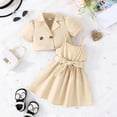 thumbnail image 2 of Outfit for Girls 3T Little Child Girls Suit Undershirt Jacket Camisole Bottoming Shorts Summer Fashion Casual Suit Z19-Beige, 12-18 Months, 2 of 5