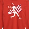 thumbnail image 3 of Instant Message - Baseball Player American Flag - Toddler & Youth Long Sleeve  T-Shirt, 3 of 6