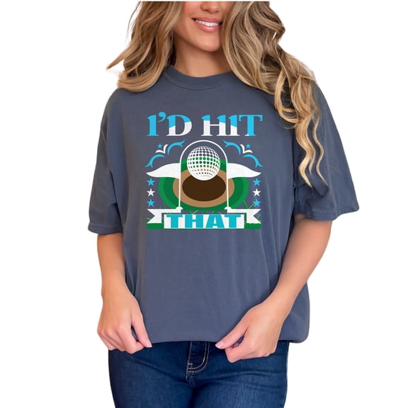 I'd Hit That Funny Golf Lover, Denim Comfort Colors T-Shirt, Small