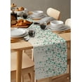 thumbnail image 5 of Table Runner Dresser Scarves 72 Inch Long, Farm Teal Grey Flowers Vines Linen Dining Table Runners Vintage Floral Art on Linen Tabletop Scarf for Wedding Holiday Party Kitchen, 5 of 7