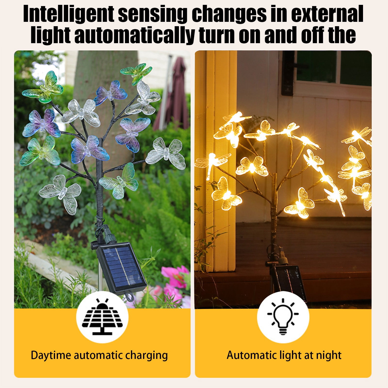 Solar Garden Lights - Solar Butterfly Lights Outdoor Decorations Multi-Color Changing LED Waterproof Stake Lights For Garden Yard Pathway Patio & Lawn Gifts for Mother's Day Mom Women