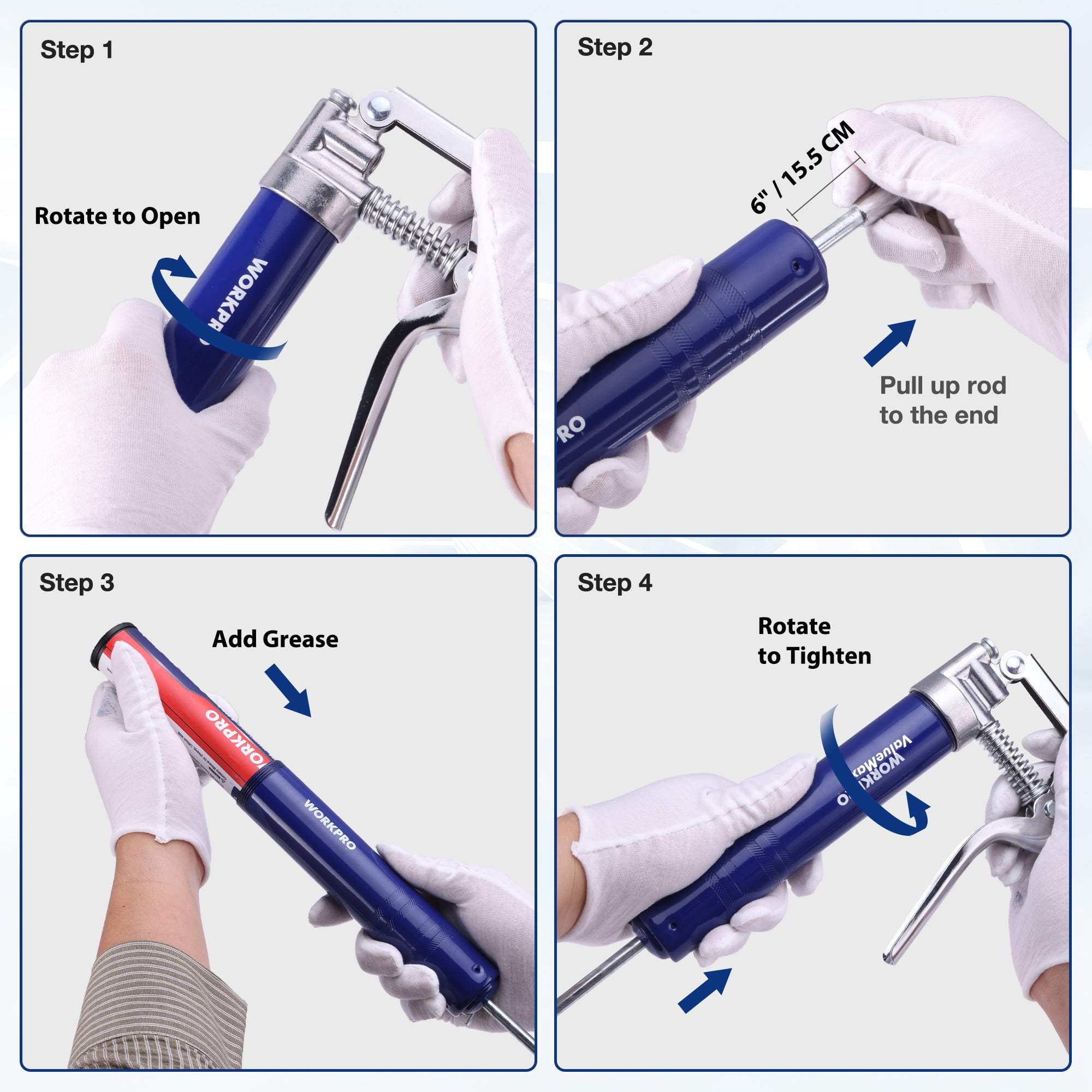 WORKPRO Mini Pistol Grip Grease Gun Set
