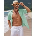 thumbnail image 3 of COOFANDY Men's Linen Beach Casual Shirts Button Down Short Sleeve Shirt Summer Wedding Shirt Slim Fit Shirts, 3 of 6