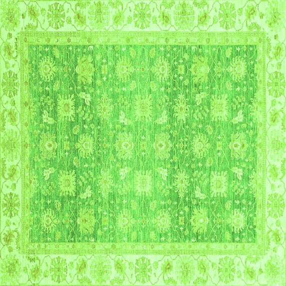 Ahgly Company Indoor Square Oriental Green Traditional Area Rugs, 5' Square