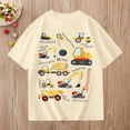 thumbnail image 5 of Girls Casual Short Sleeve T Shirt With Cute Cartoon Dump Truck Excavator Print Pure Color Top Clothes, 5 of 5