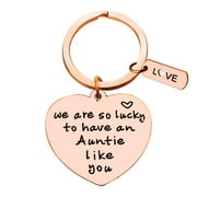 Aunt Gift from Niece Nephew Appreciation Gift for Women Auntie We are So Lucky to Have An Auntie Like You Keyring Birthday Valentine's Day Jewelry Gift Mothers Day Keychain Gift for Auntie Godmother