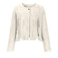 thumbnail image 4 of KANG Casual Suede Fringe Jacket Button Front Cardigan Slim Fit Outerwear Coat For Daily Wear And Outdoor Activities, 4 of 5