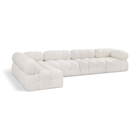 Meridian Furniture Ames Cream Boucle Fabric Modular Sectional