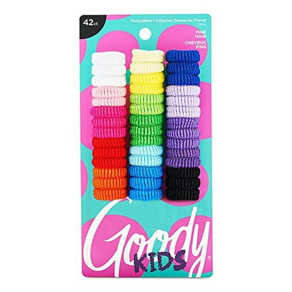 Goody Kids Ouchless Tiny Terry Ponytailers , Assorted Colors - Pain-Free Hair Accessories for Women, Girls, Babies and Teens - Perfect for Long Lasting Braids, Ponytails and More, 42 Count (Pack of 1)