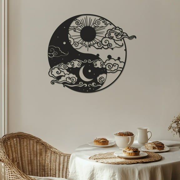 Violaura Yin Yang Metal Wall Art - Easy to Install Hanging Perfect for Home, Living Room Decor (10.9" x 12.0")