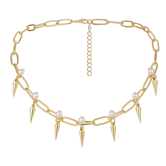 1pc Diseño cónico Collar corto Cadena de cuello de moda creativa para mujeres de oro
