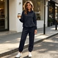 thumbnail image 6 of Stralyhd Womens Sweatsuits 2 Piece Set Fleece Baggy Hooded Sweatshirt and Joggers Sweat Sets Casual Fall Fashion Tracksuits Sets Black L, 6 of 6