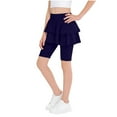 thumbnail image 3 of Ahuyic Girls Pants,Summer Shorts for Girls,Children's Solid Color Shorts Pajama Pants For Medium To Large Sizes With Elastic Waistband And Yoga Stretch Fabric,Navy,9-10 Years, 3 of 6