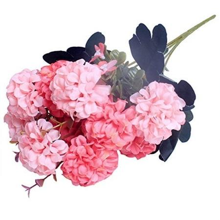 European Bouquet - 1 Bunch European Artificial Flower Fake 10 Heads Hydrangea Bouquet Wedding Arrangement Christmas Home Decoration - Pink