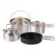 thumbnail image 1 of Juego de ollas de acero inoxidable Heldig para exteriores 4 piezas olla para acampar olla para sopa hirviendo portátil sartén antiadherente, 1 of 4