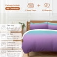 thumbnail image 6 of 3 Piece Teal Purple Ombre Duvet Cover Set Queen Size,Microfiber Comforter/Quilt Cover with Corner Ties and 2 Pillowcases,Modern Geometric Striped Abstract Art All Season Bedding with Zipper Closure, 6 of 8