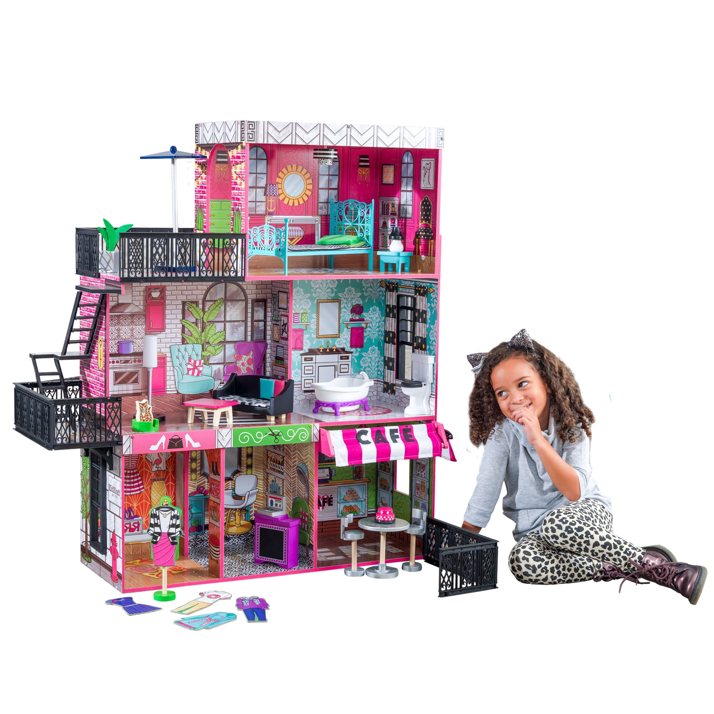 Kidkraft Shimmer Mansion DollhouseWooden DollhouseFits Barbie Sized Dolls 