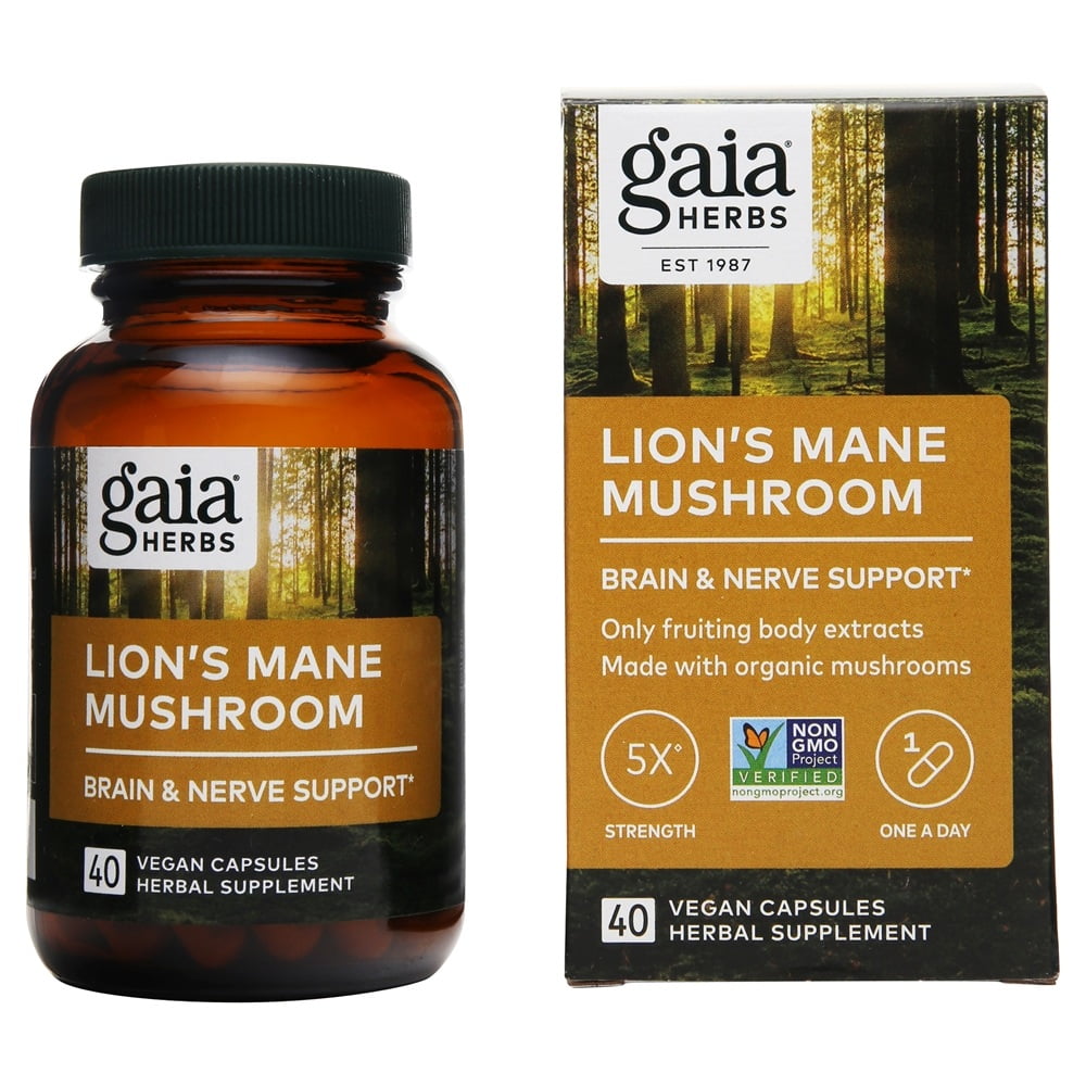 Gaia Herbs Lion's Mane Mushroom Brain & Nerve Support 450 mg. 40
