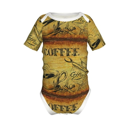 

Adobk Coffee Vintage Print Baby Climbing Clothes Jumpsuit Rompers Classic Rompers Child Short sleeve Bodysuits-6 Months
