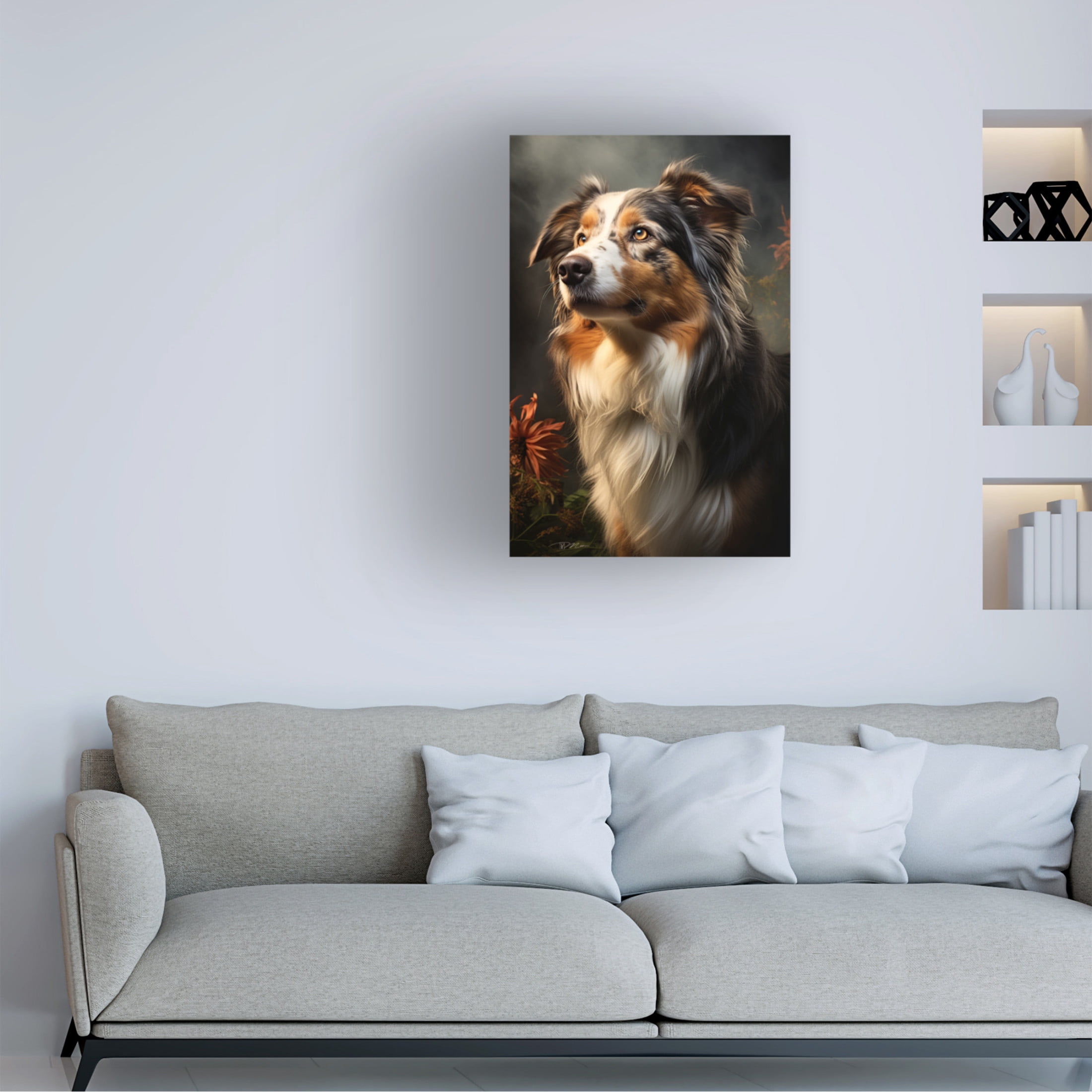 Canvas Wall Art - Momart 'Dog Fairy Tale 3' Wall Art for Living Room, Bedroom, or Office Décor by Trademark Fine Art - 30 x 47 Inches