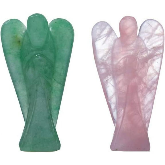 Wonder Care -Rose Angel Wings Crystal Hand-Carved Pocket Stone for Good Luck Spiritual Reiki Healing Worry Angel Figurine Peace Angel Statue Decor Gift Christmas Blessing Gift(1.5-2 inches)