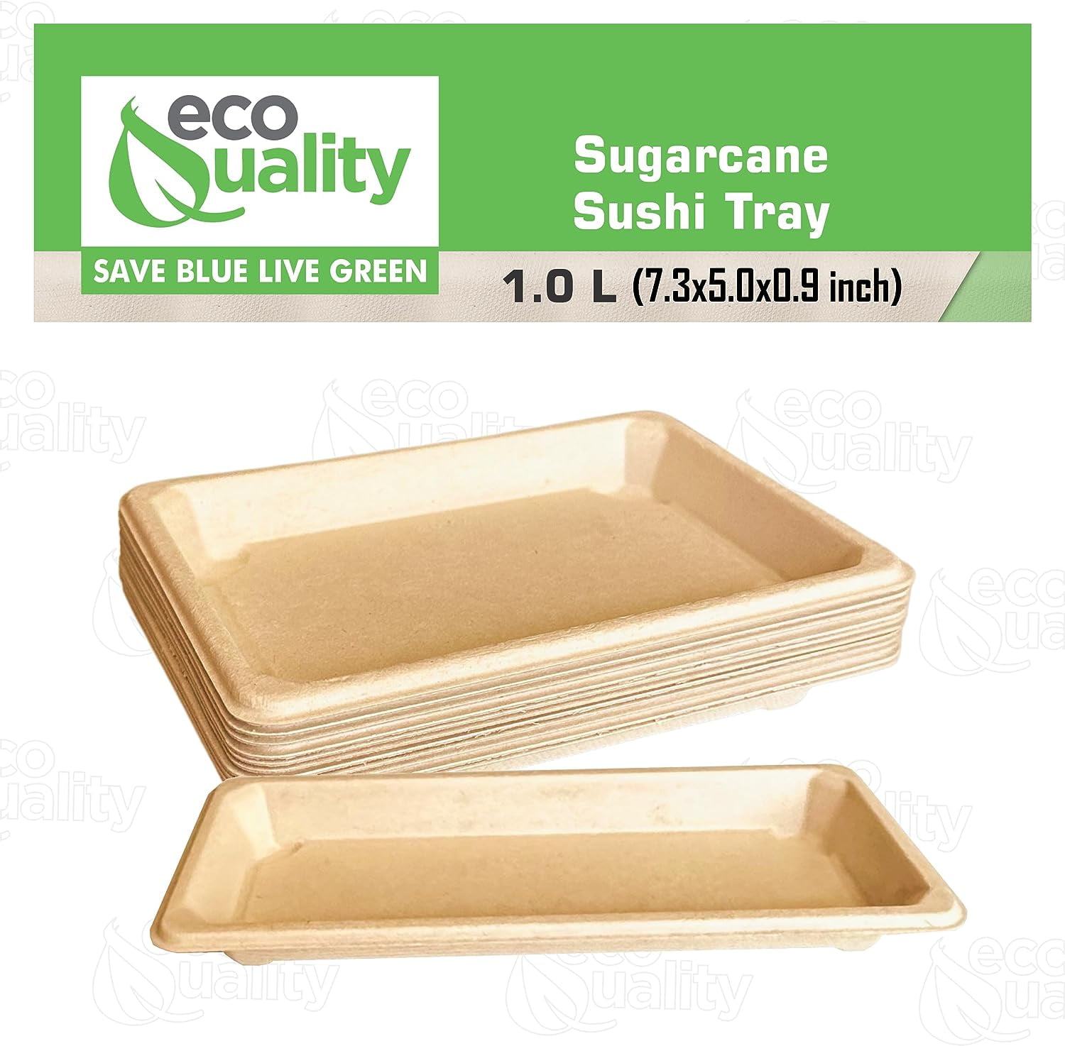 5 Compartment Compostable Sugarcane Pulp Fiber Disposable Tray (10 x 8 –  EcoQuality Store
