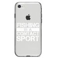thumbnail image 1 of DistinctInk Clear Shockproof Hybrid Case for iPhone 7 8 SE (2020 Model) 4.7" Screen TPU Bumper Acrylic Back Tempered Glass Screen Protector - Fishing is a Contact Sport, 1 of 5