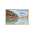 thumbnail image 1 of Mountain Wall Art with Frame, Autumn Time Photo of Mountain Hill and Surroundings Forest Region Foggy Climate, Printed Fabric Poster for Bathroom Living Room, 35" x 23", Multicolor, by Ambesonne, 1 of 2
