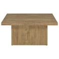 thumbnail image 2 of Zet 36 Inch Square Coffee Table with Oversized Block Base- Mango Brown, 2 of 5