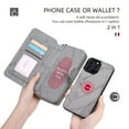 thumbnail image 2 of Allytechgroup 2 in 1 Wallet Case for Apple iPhone 13 Pro Max, Detachable Back Cover Zipper Purse Card Holder Shockproof Hand Wrist Phone Case for Apple iPhone 13 Pro Max, Gray, 2 of 8
