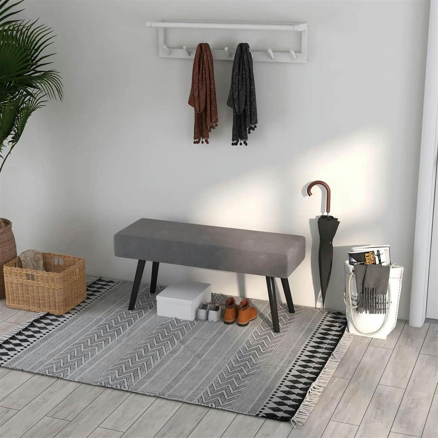 Demi Bonn 39" Upholstered Bench, Modern End of Bed Bench with Steel Legs for Living Room and Bedroom Seating, Gray
