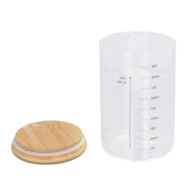 Recipiente De Vidrio Para Masa Madre, Tapa De Madera, Kit De Iniciación De Masa Madre De 34 Oz, Operación Simple Para Galletas Para Arroz
