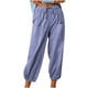 thumbnail image 2 of ICHUANYI Clearance Fashion Women Summer Casual Loose Cotton And Linen Pocket Trousers Pants(Blue, S) ICHUANYI WER2023081016550, 2 of 8