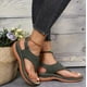 thumbnail image 3 of Sandalias de cuña para mujer estilo romano con hebilla de una palabra ShoesGreen43, 3 of 5