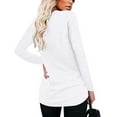thumbnail image 4 of Annhoo Going out Tops for Women Round Neck Casual Long Sleeve Dressy Shirts Baggy Solid Color Tunics with Pocket, 4 of 9