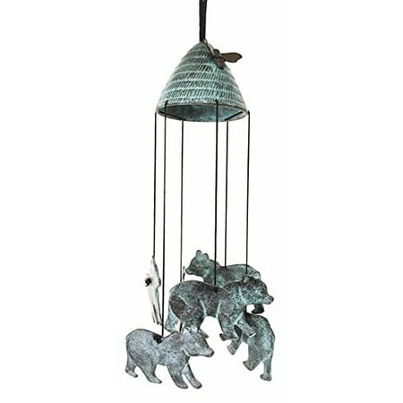 Patio Gift - Rocky Mountain Bear And Bee Hive Abstract Art Brass Resonant Wind Chime Patio Garden Decor Great Gift For Bear Lovers Housewarming Present