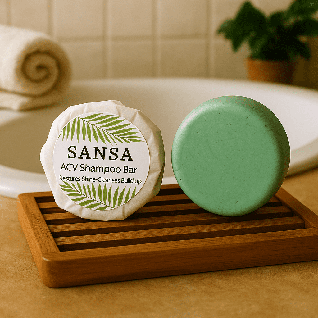 Nature Skin Shop Sansa Apple Cider Vinegar Clarifying Shampoo Bar, Removes Buildup & Adds Shine for Dull, Oily Hair, Sulfate-Free
