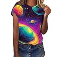 thumbnail image 4 of Ounisa Unisex Short Sleeve T Shirts Crew Neck Starry Sky Galaxy Print Casual Soft Loose Fit Spring Summer Daily Wear Fashion Tops S-5XL, 4 of 6
