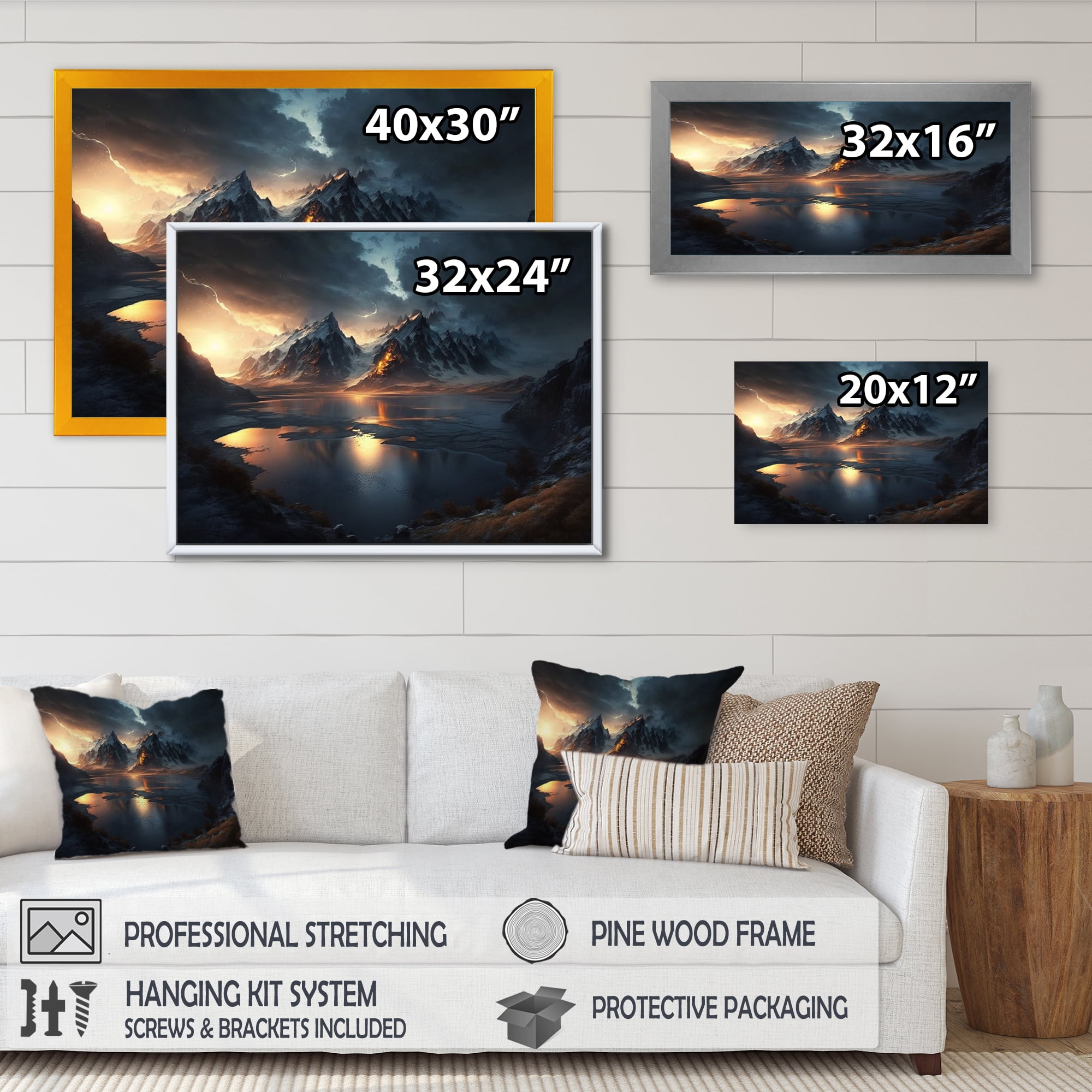 Designart Mountain River Canvas Wall Art